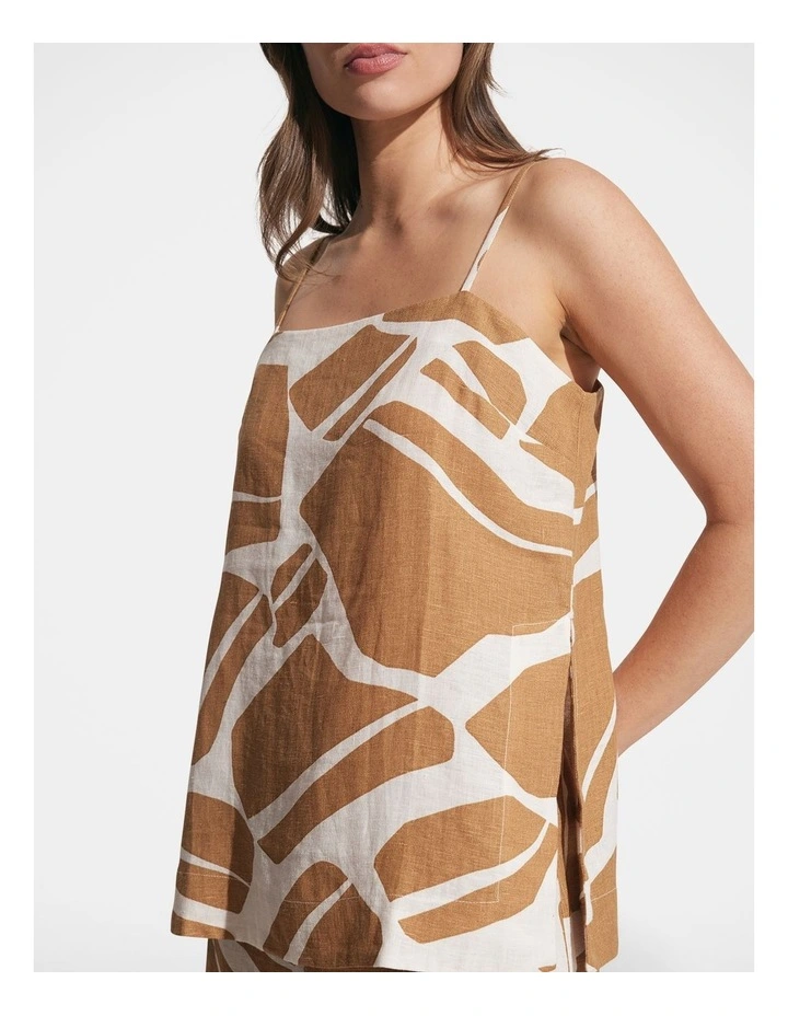 Amelia Linen Longline Top in Multi image 3
