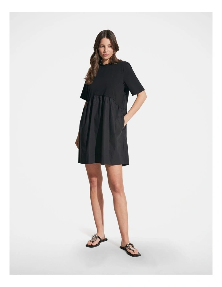 Josie Spliced Mini Dress in Black image 1