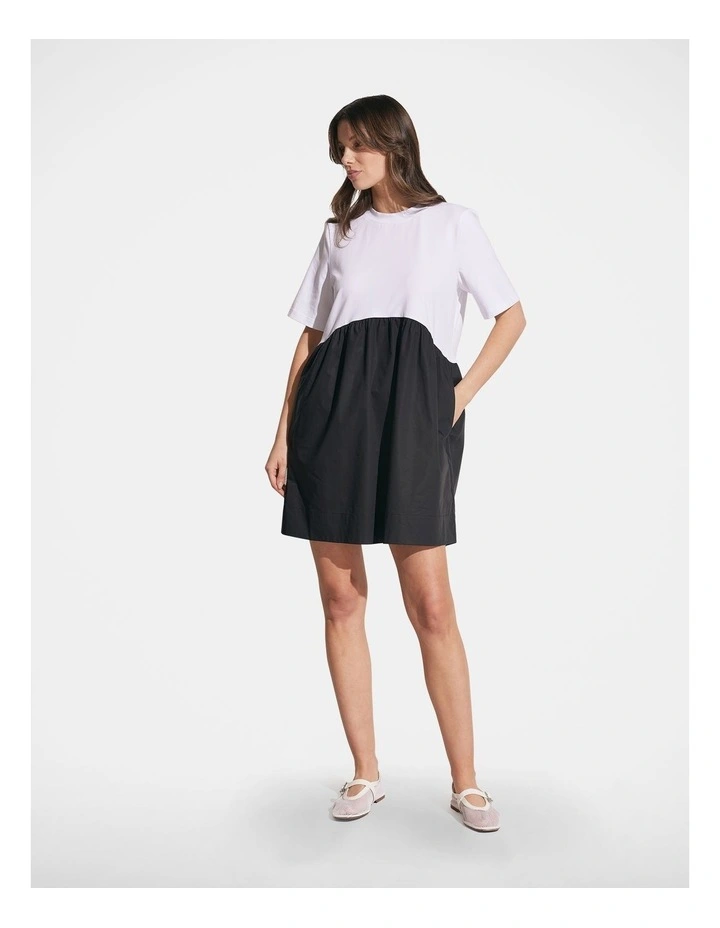 Josie Spliced Mini Dress in Black/White image 1