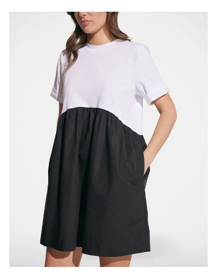 Josie Spliced Mini Dress in Black/White image 3