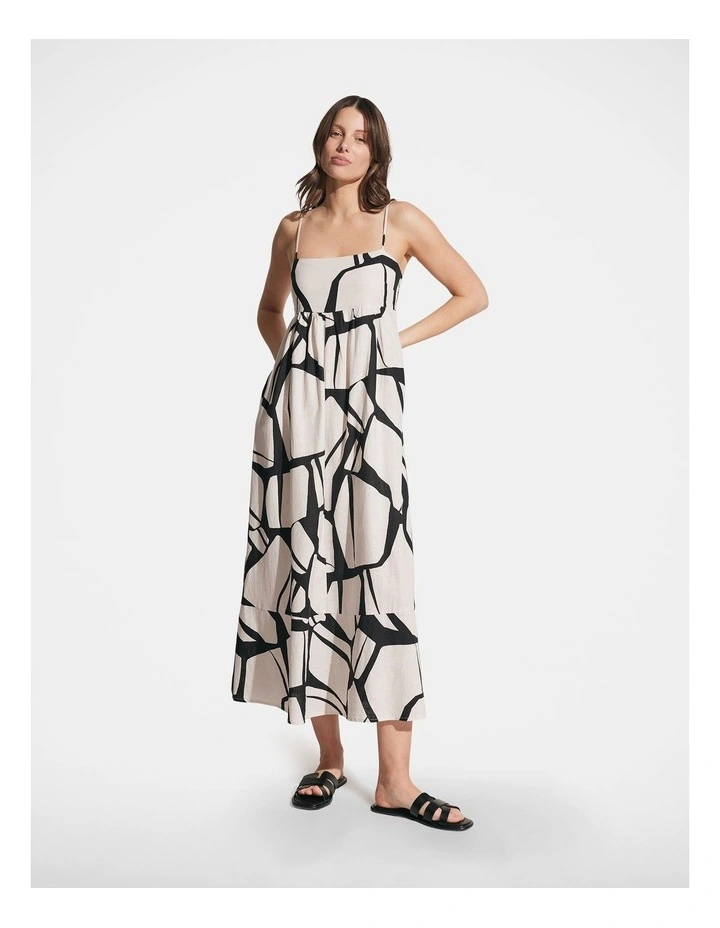 Leah Gathered Midi Dress in Multi image 1