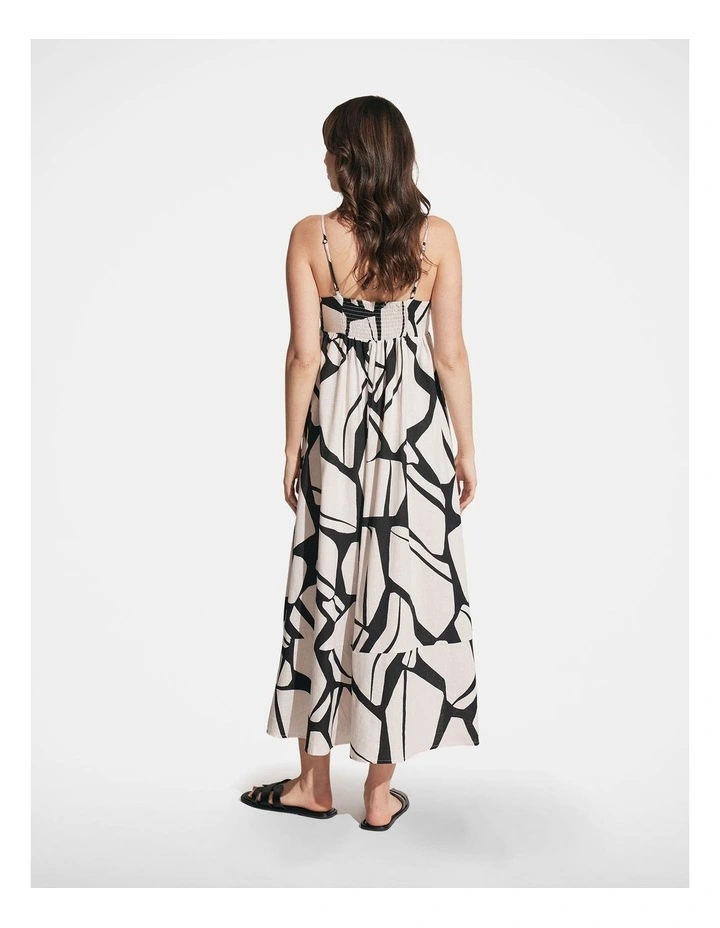 Leah Gathered Midi Dress in Multi image 2