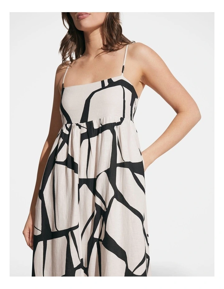 Leah Gathered Midi Dress in Multi image 3