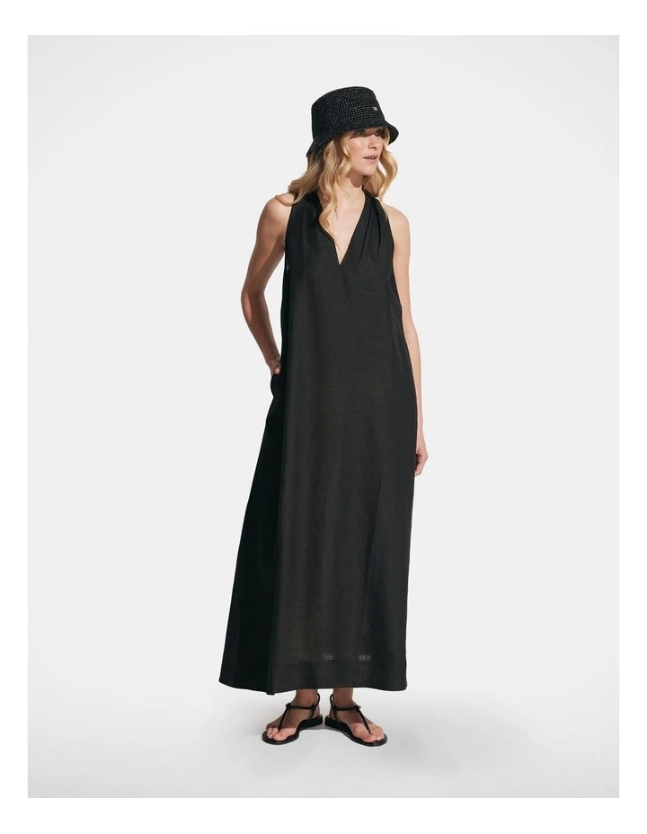 Diana Linen Maxi Dress in Black image 1