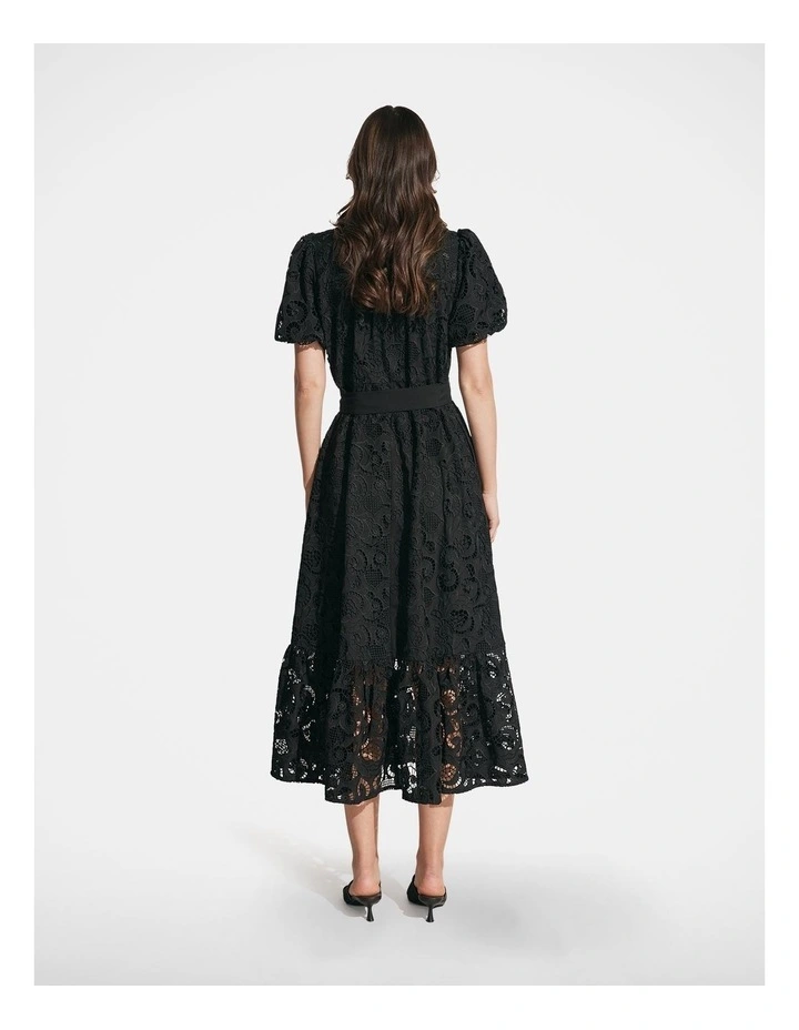 Daphne Lace Midi Dress in Black image 2