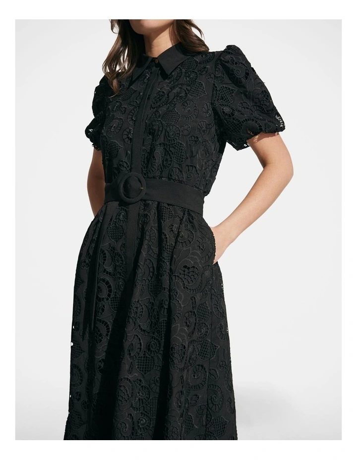 Daphne Lace Midi Dress in Black image 3