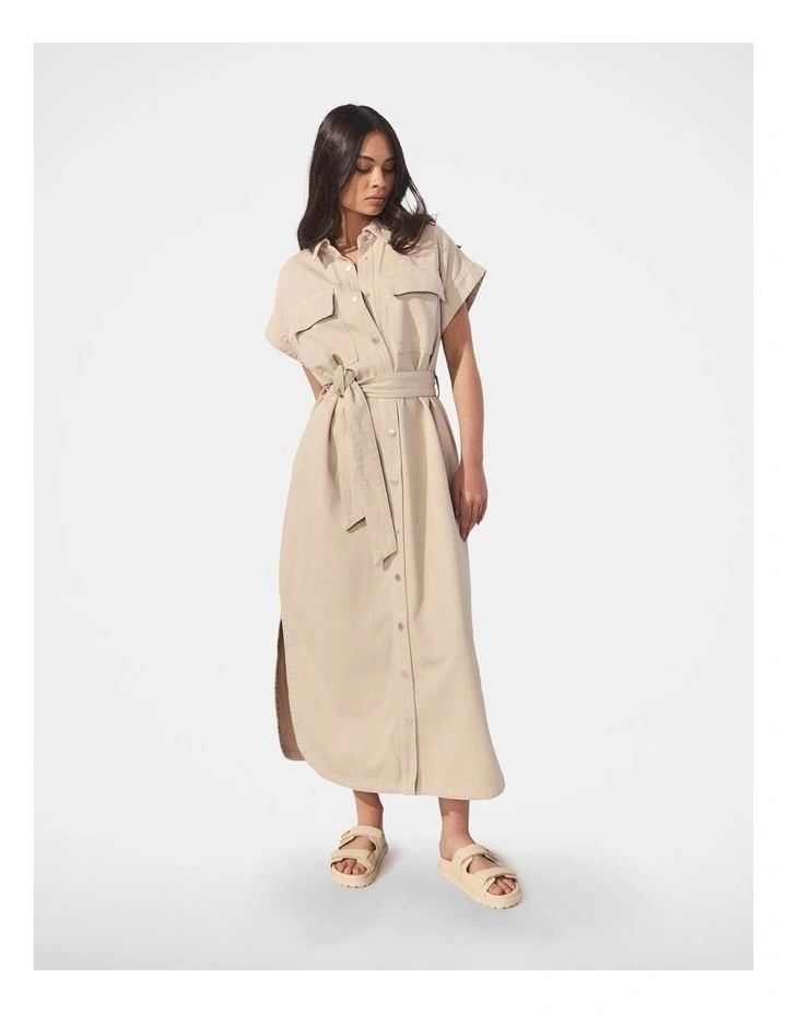 D-Luxe Denim Maxi Dress in Beige image 1