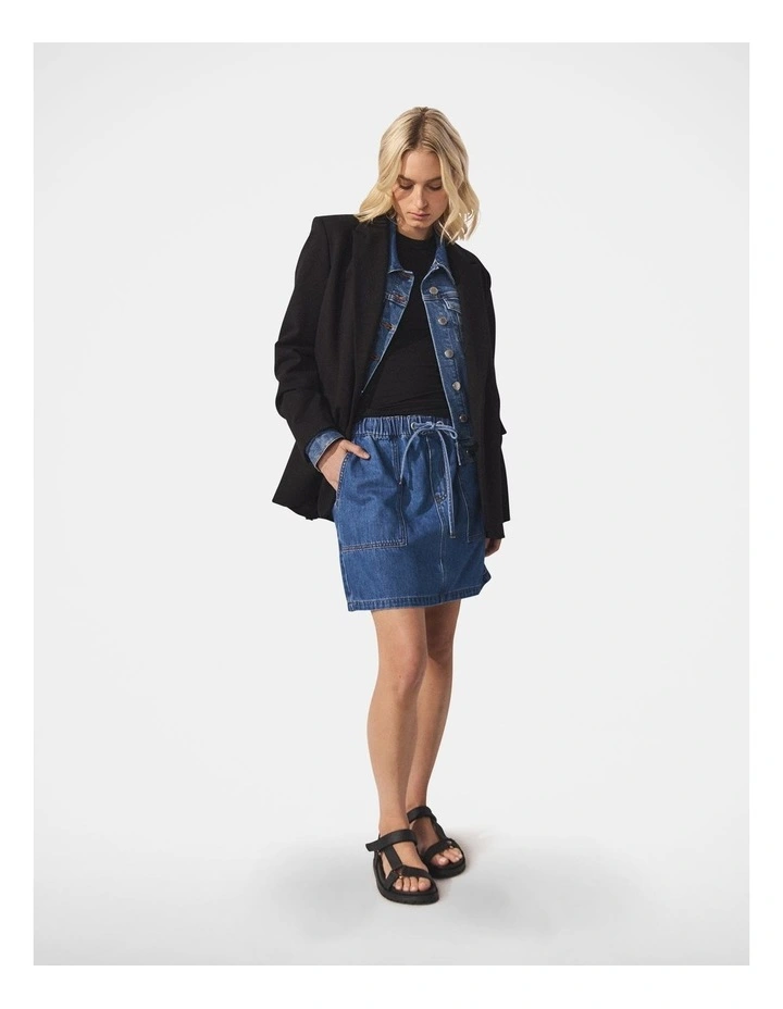 D-Luxe Denim Mini Skirt in Blue image 1