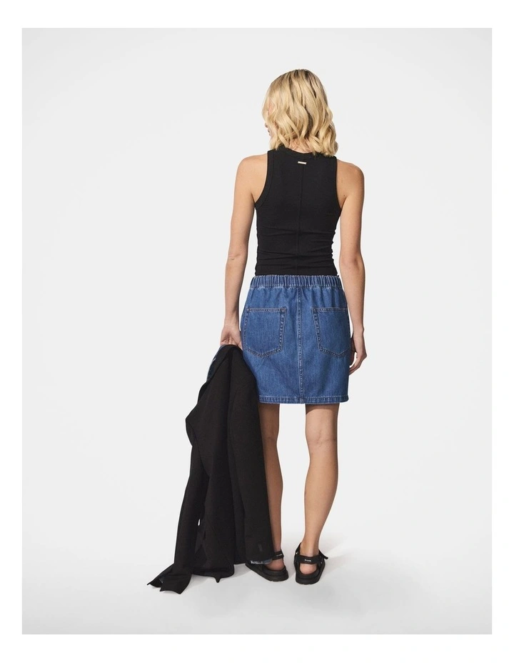D-Luxe Denim Mini Skirt in Blue image 2
