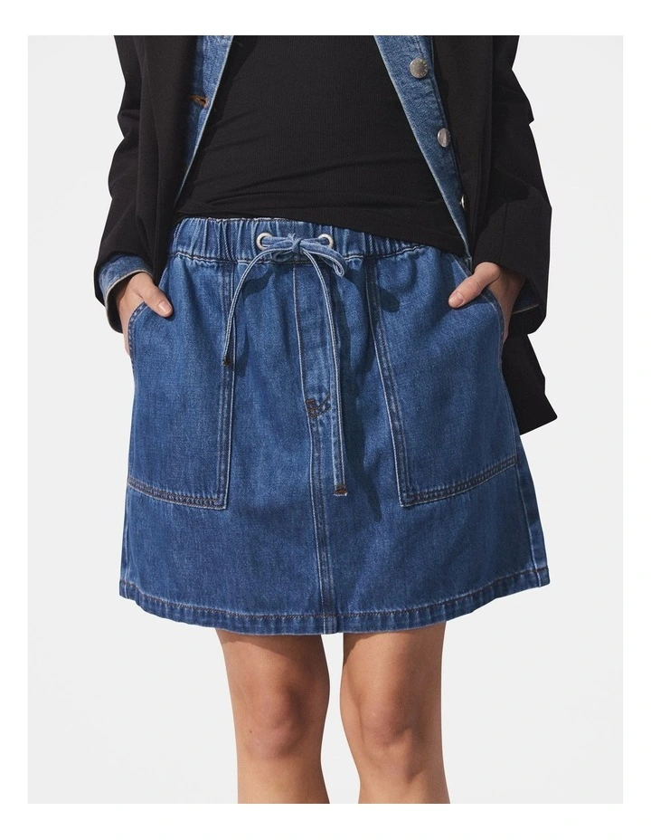 D-Luxe Denim Mini Skirt in Blue image 3