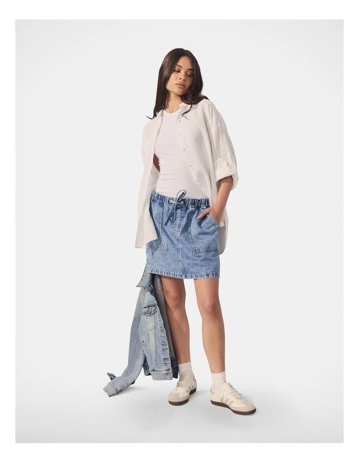 D-Luxe Denim Mini Skirt in Blue image 1