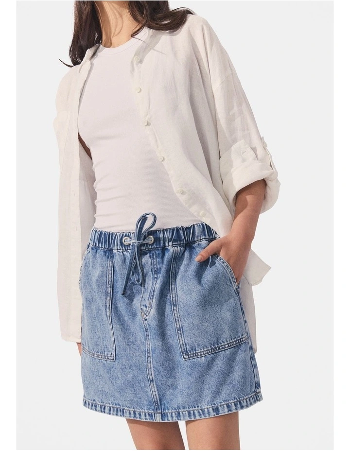 D-Luxe Denim Mini Skirt in Blue image 3