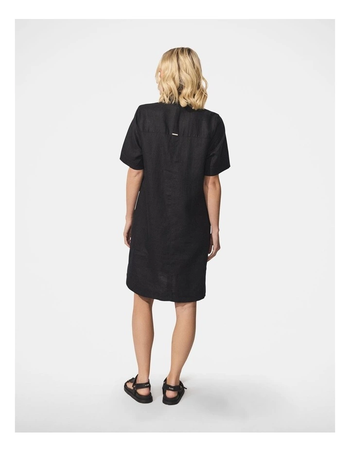 D-Luxe Linen Short Dress in Black image 2