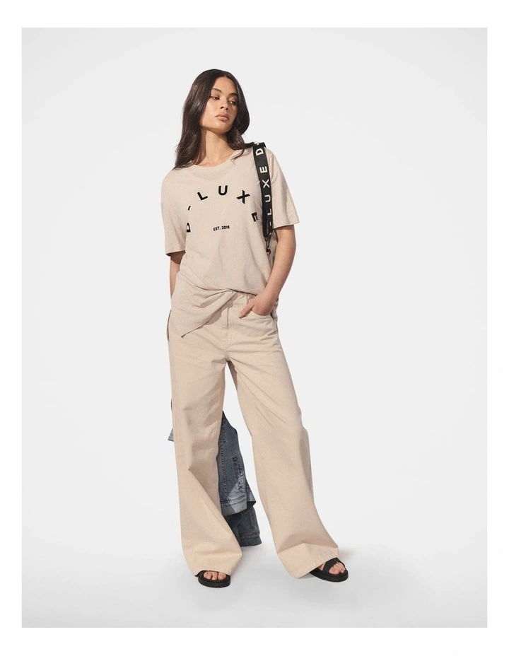 D-Luxe Linen Blend Logo Tee in Beige image 1