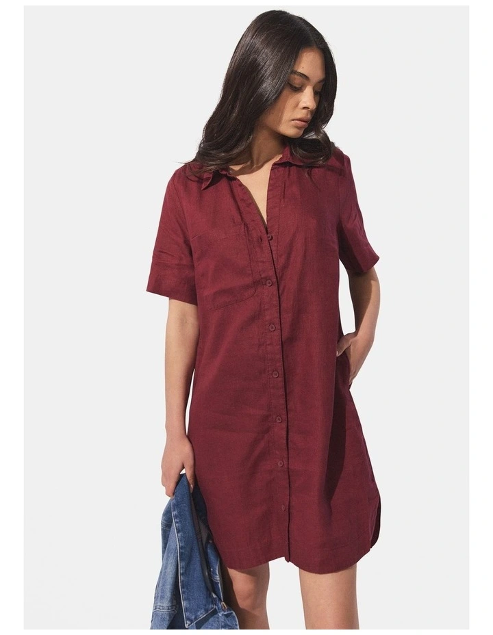 D-Luxe Linen Mini Dress in Redcurrant image 1