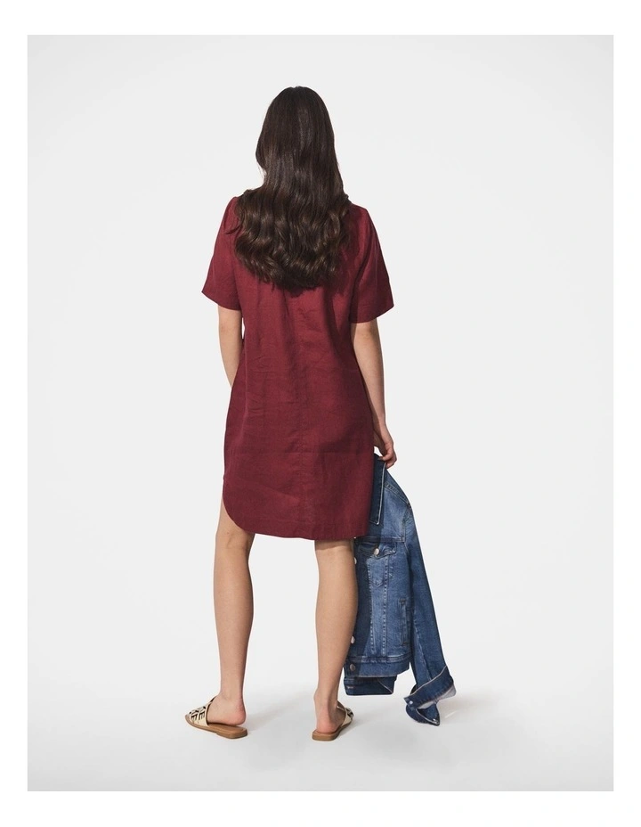 D-Luxe Linen Mini Dress in Redcurrant image 2