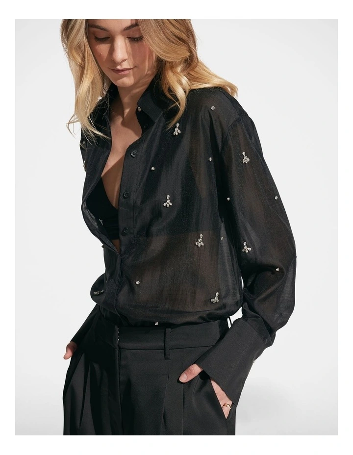 Emily Embellished Shirt in Black image 3