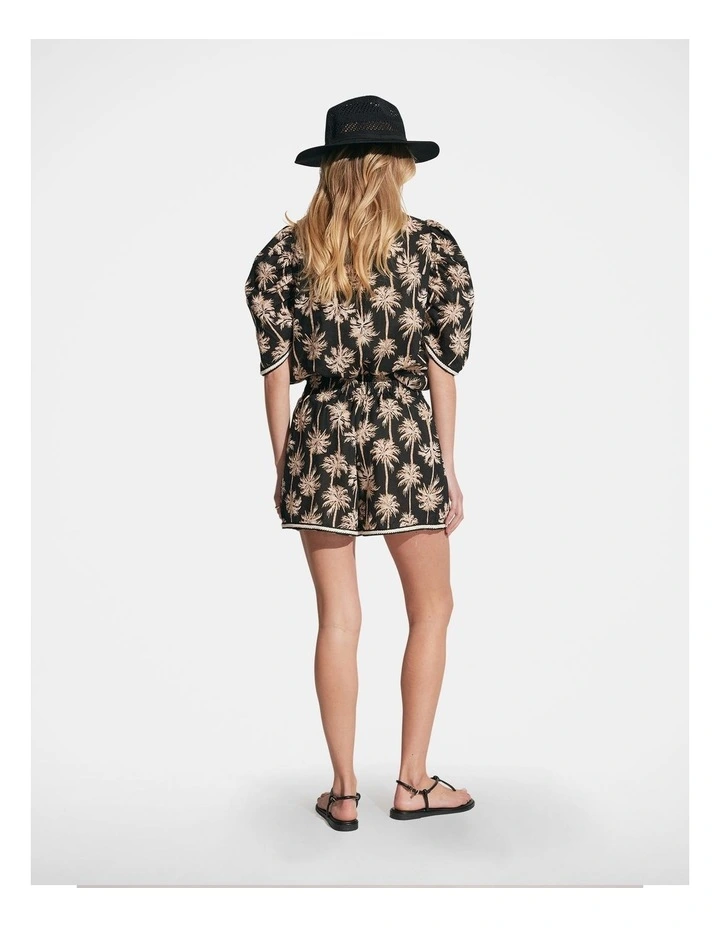 Faye Printed Top in Black Palm Toile image 2