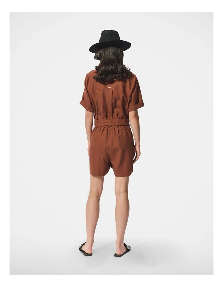 D-Luxe Linen Blend Romper in Red image 2