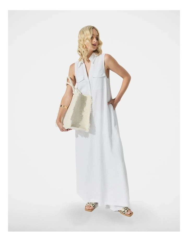 Decjuba D-Luxe Linen Blend Maxi Dress in White MYER