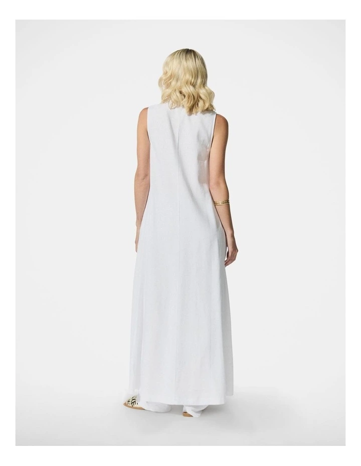 D-Luxe Linen Blend Maxi Dress in White image 2