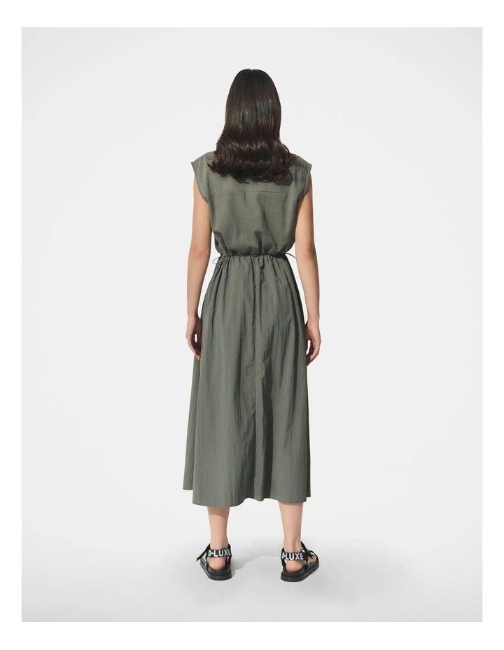 D-Luxe Splice Nylon Midi Dress in Green image 2
