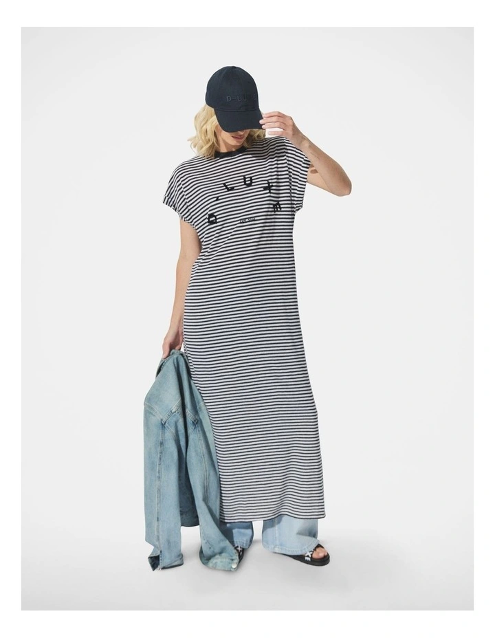 D-Luxe Linen Blend Tee Dress in Multi image 1