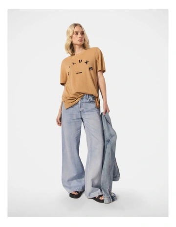 D-Luxe Linen Blend Logo Tee in Orange