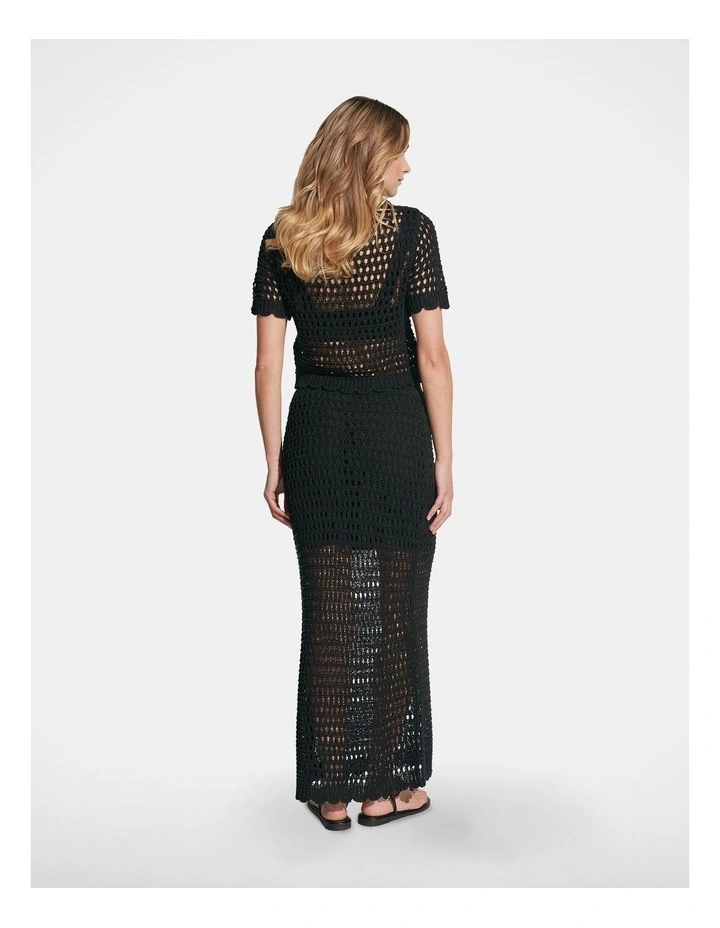 Jaclyn Crochet Knit Skirt in Black Metallic image 2