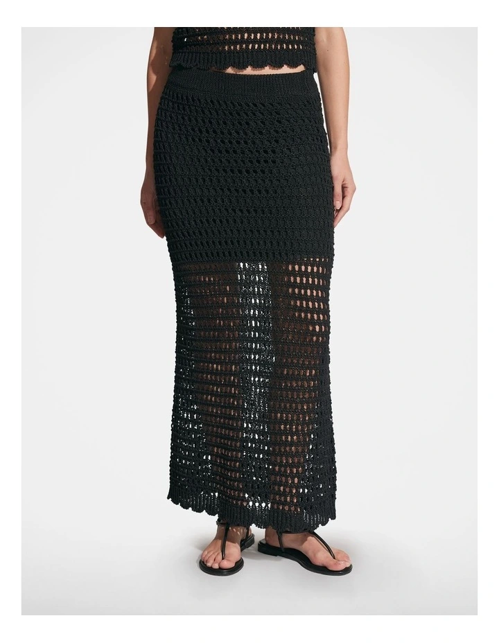 Jaclyn Crochet Knit Skirt in Black Metallic image 3