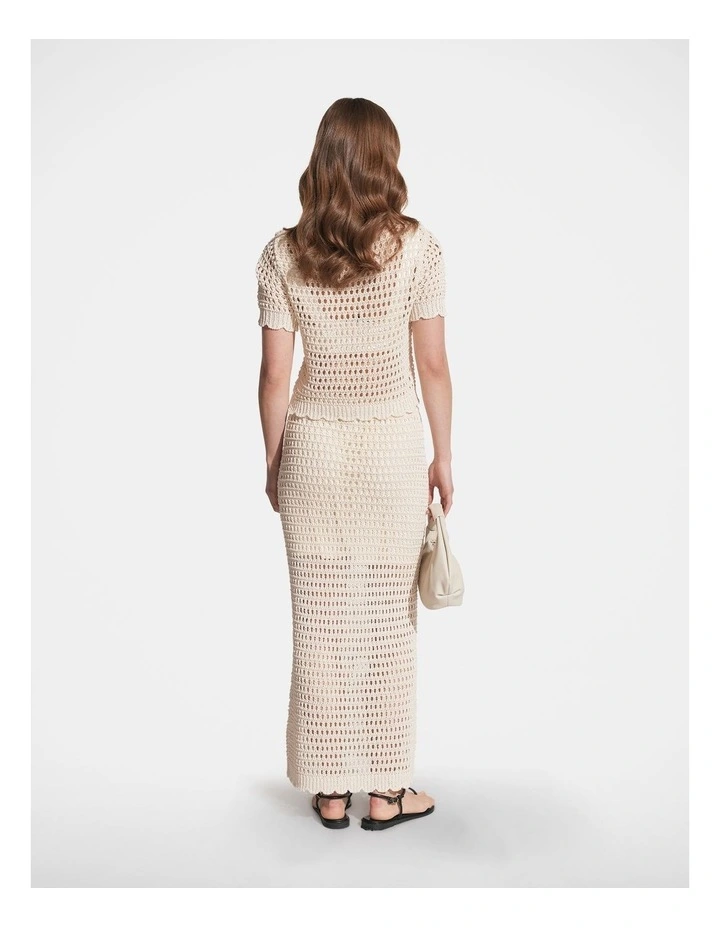 Jaclyn Crochet Knit Skirt in Neutral Metallic image 2