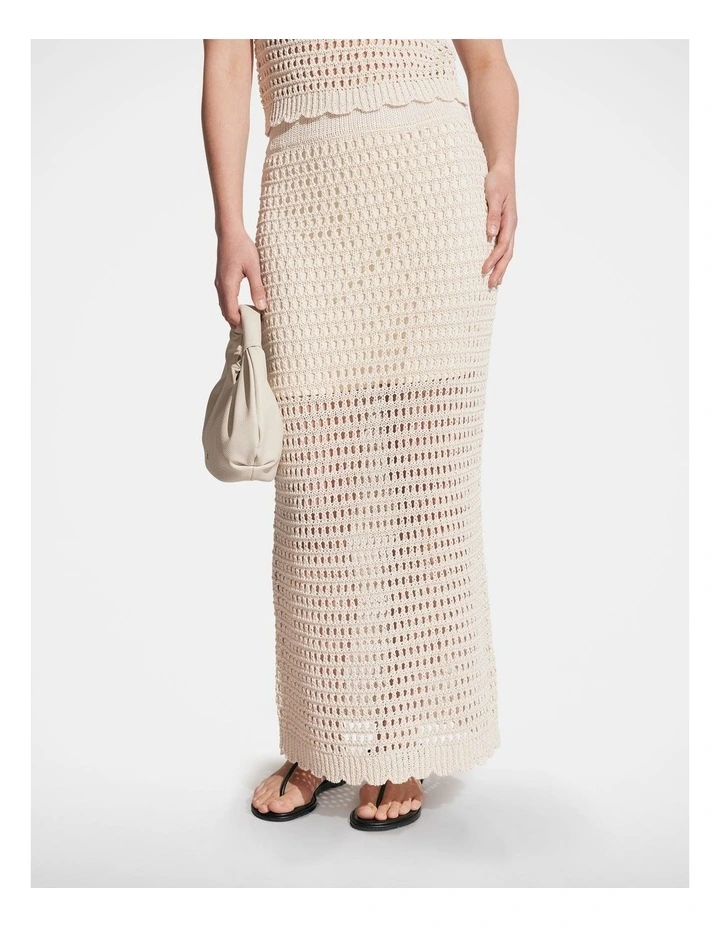 Jaclyn Crochet Knit Skirt in Neutral Metallic image 3