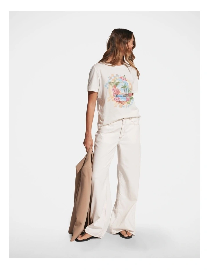 Paradise Print Tee in Vanilla image 3