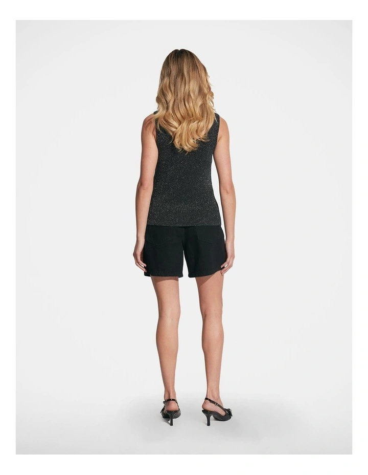 Nikki Metallic Knit Tank in Black image 2