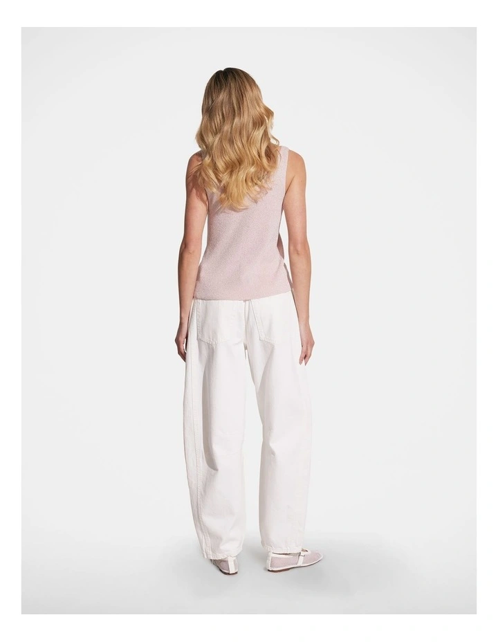 Nikki Metallic Knit Tank in Pink image 2