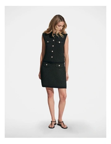 Jane Sequin Knit Mini Skirt in Black