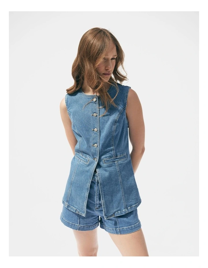 Shelby Denim Vest in Cove Blue image 1