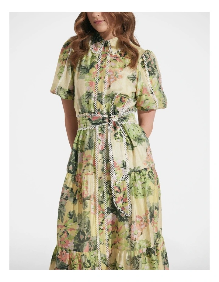 Liana Trim Detail Shirt Dress in Pastel Floral image 3
