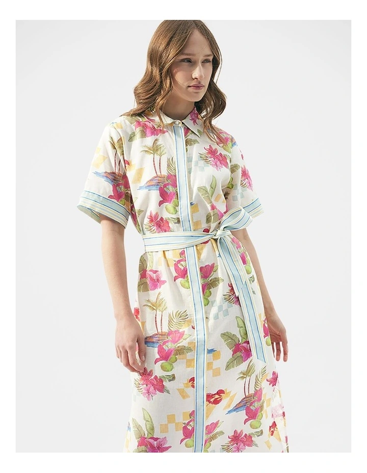 Mara Midi Shirt Dress in Multi image 3
