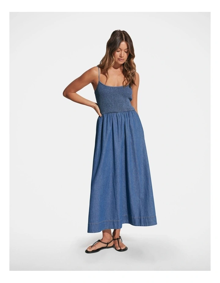 Pippa Denim Midi Dress in Blue image 1