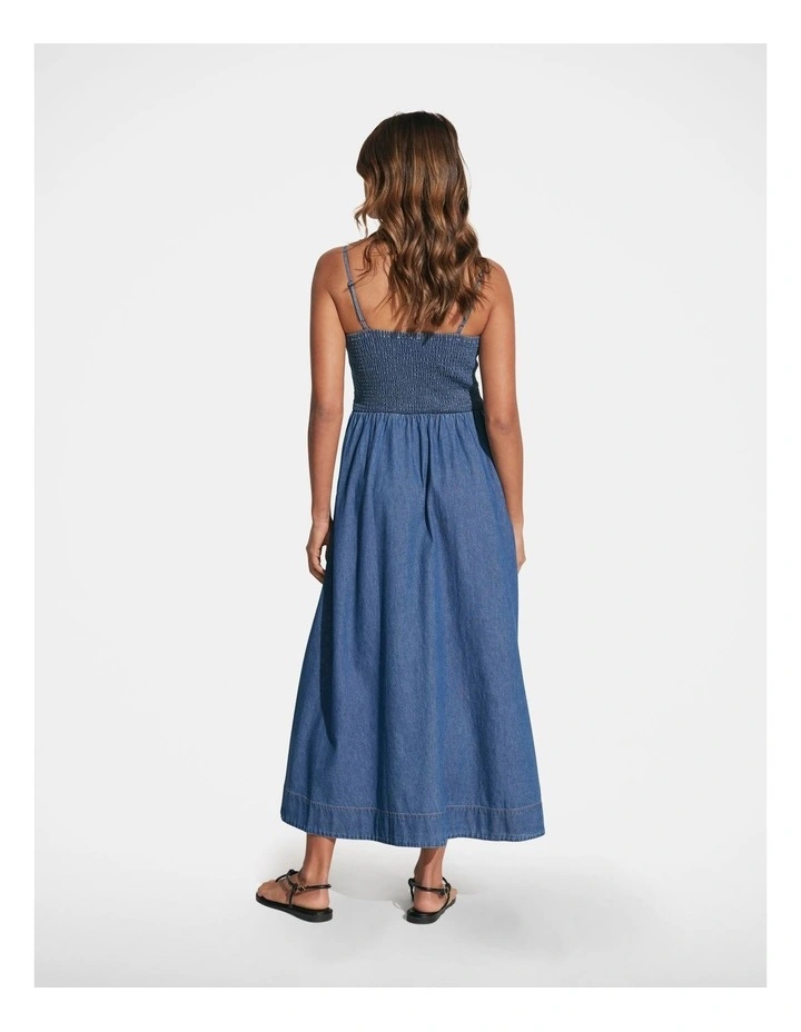 Pippa Denim Midi Dress in Blue image 2