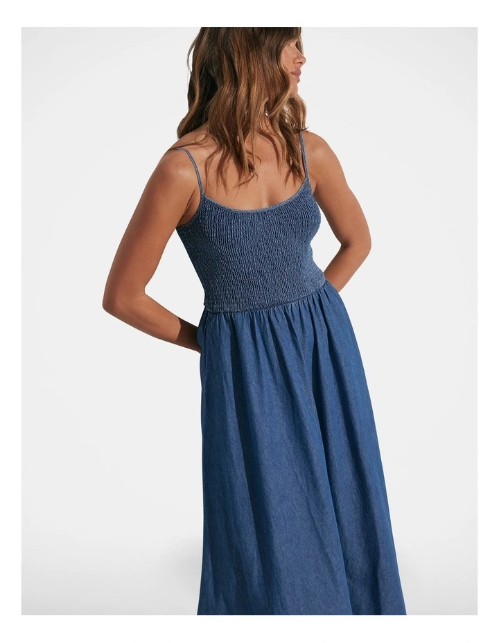 Pippa Denim Midi Dress in Blue image 3