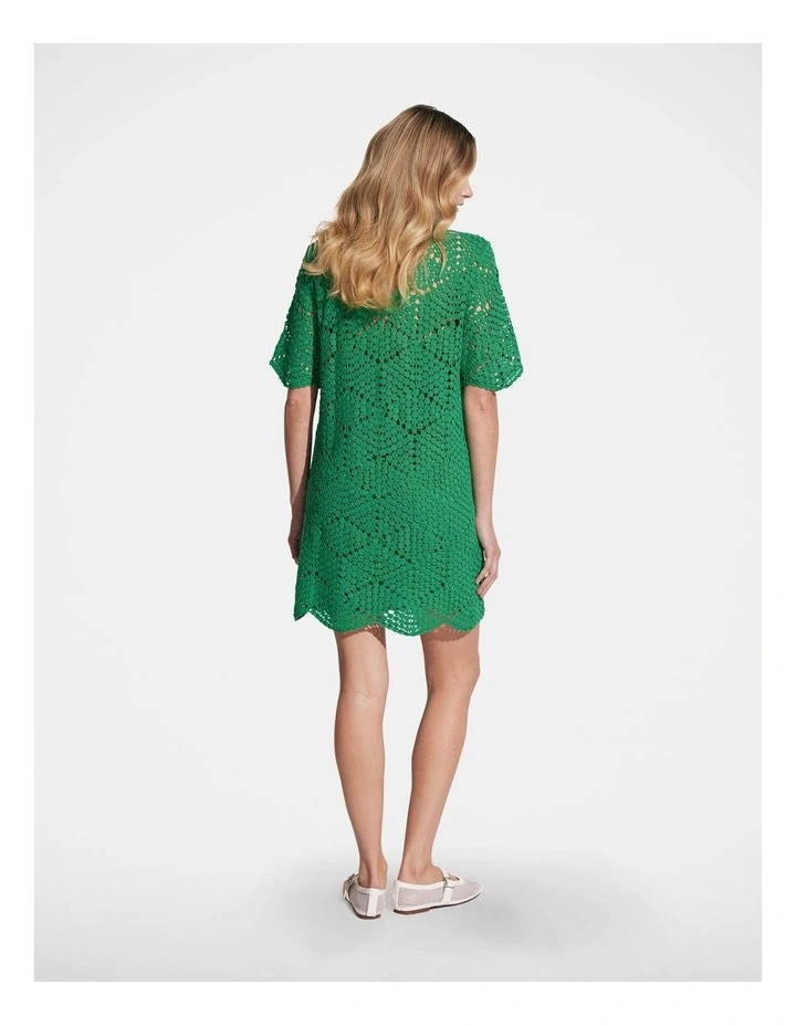 Sian Crochet Mini Dress in Vibrant Green image 2