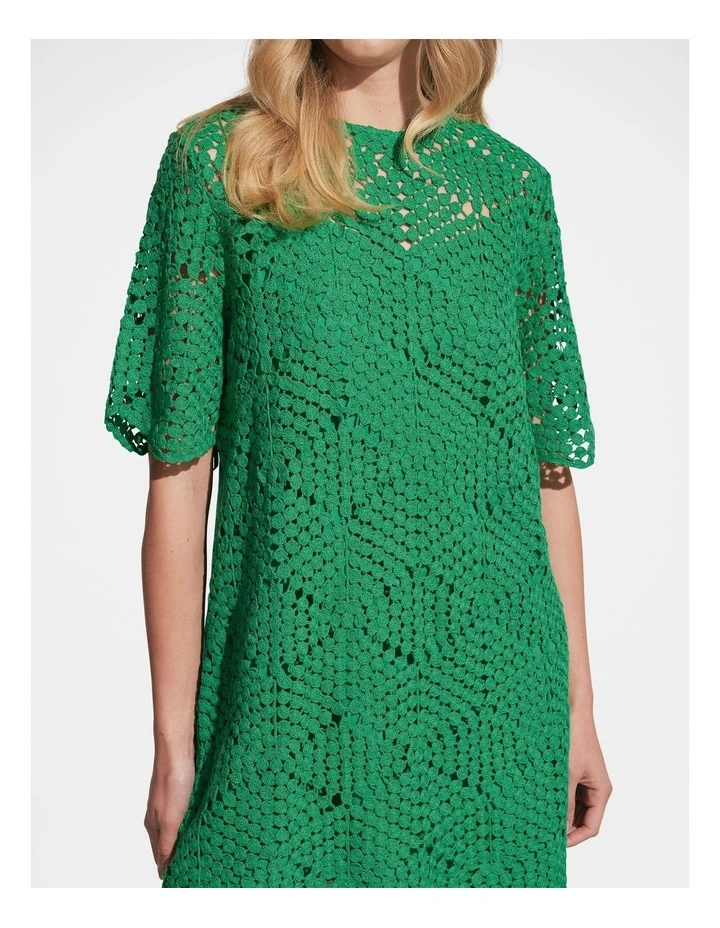 Sian Crochet Mini Dress in Vibrant Green image 3