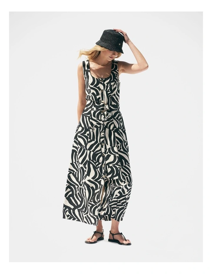 Skylar Button Maxi Dress in Black image 1