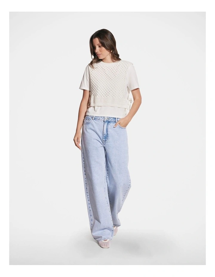Sammy Crochet Overlay Tee in Ivory image 1