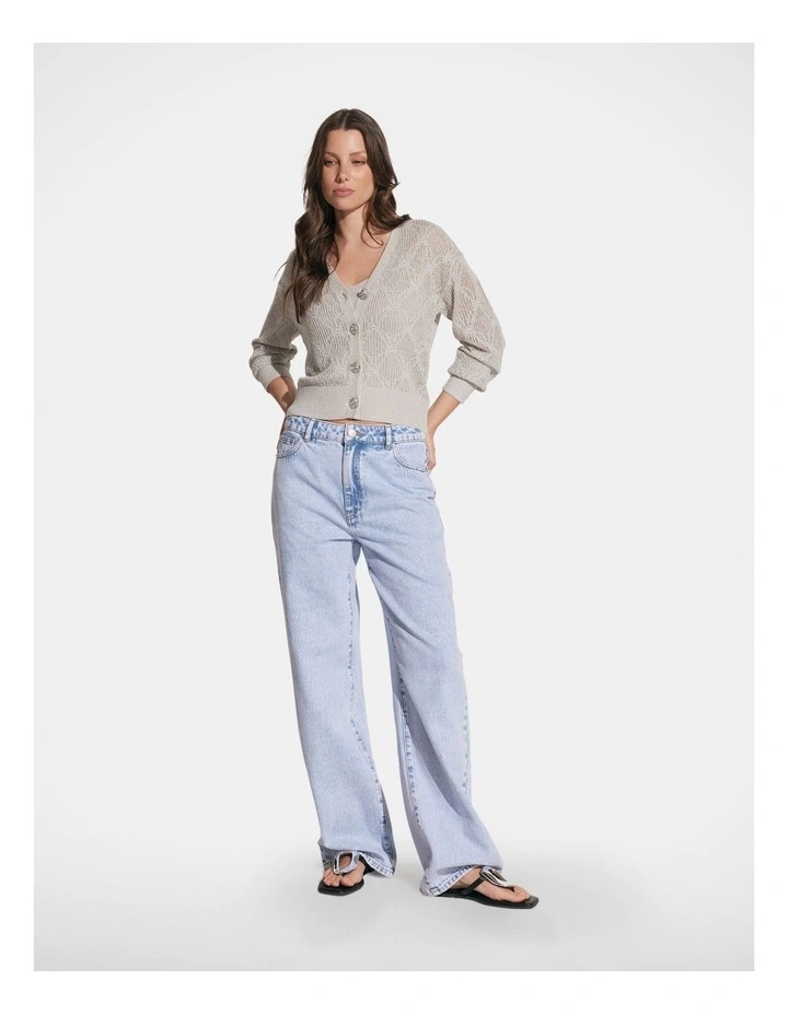 Arabella Open Knit Cardigan in Grey image 1