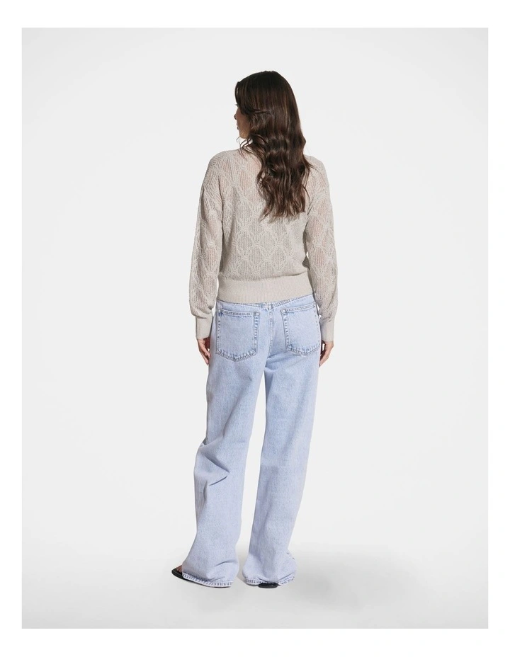 Arabella Open Knit Cardigan in Grey image 2