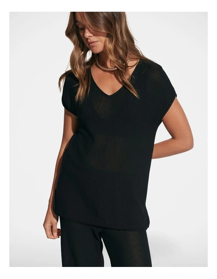 Kia Plain Knit Tee in Black image 1