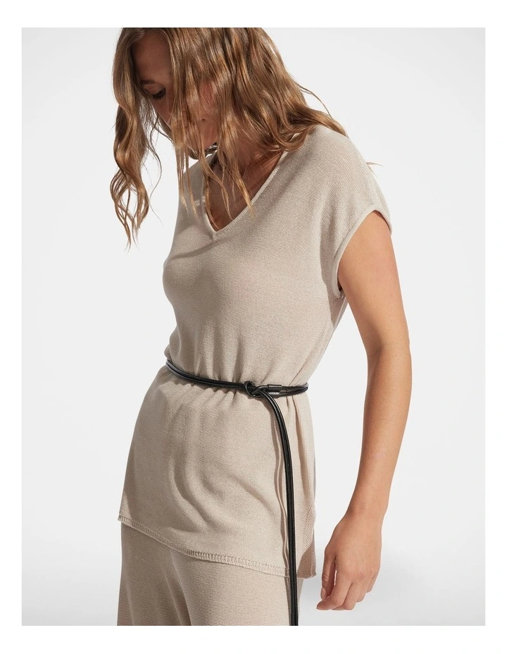 Kia Plain Knit Tee in Beige image 1